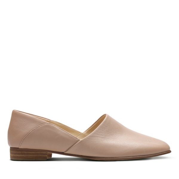 Clarks Womens Pure Tone Flat Shoes Nude Leather | CA-4032587